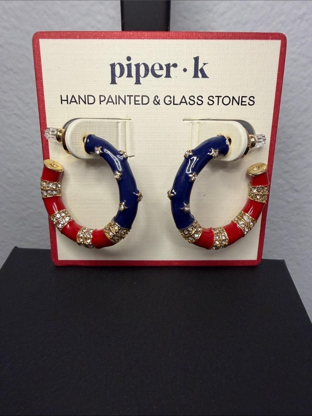 Piper K | 4th of July Americas Birthday Hoop Rhinestone Earrings 🇺🇸